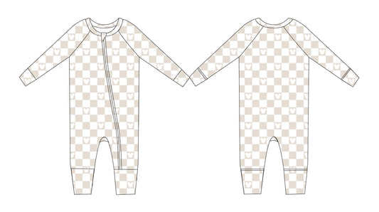Neutral Mouse Checker - Zippy Zipper Romper