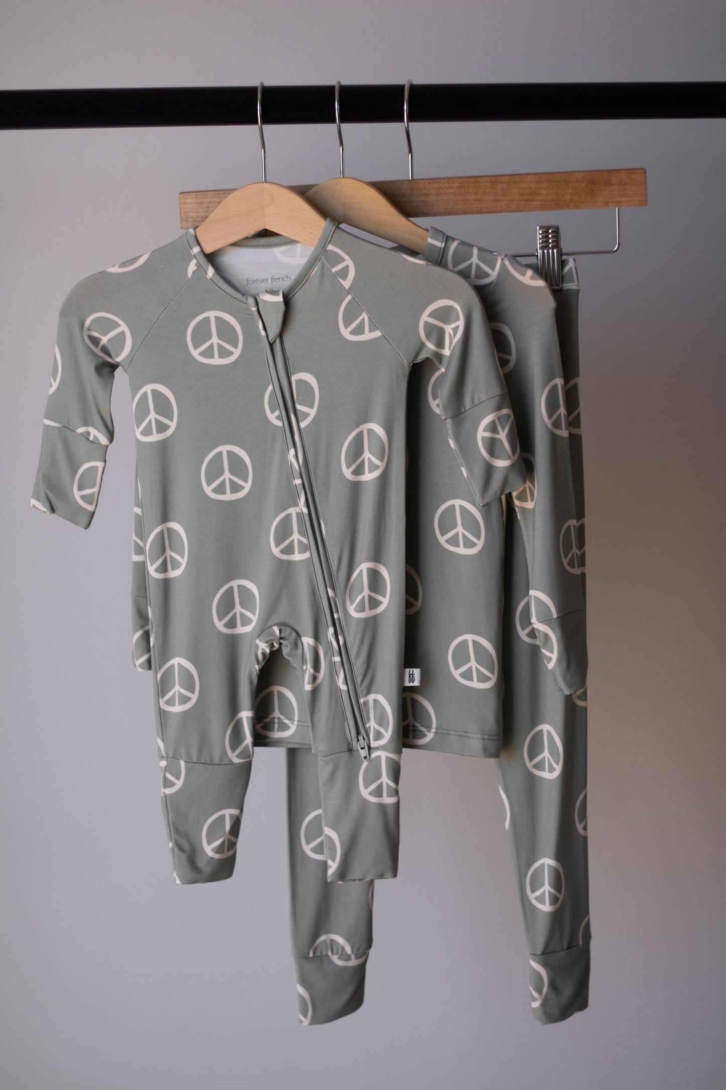 Bamboo Zip Pajamas Zipper Romper | Peace
