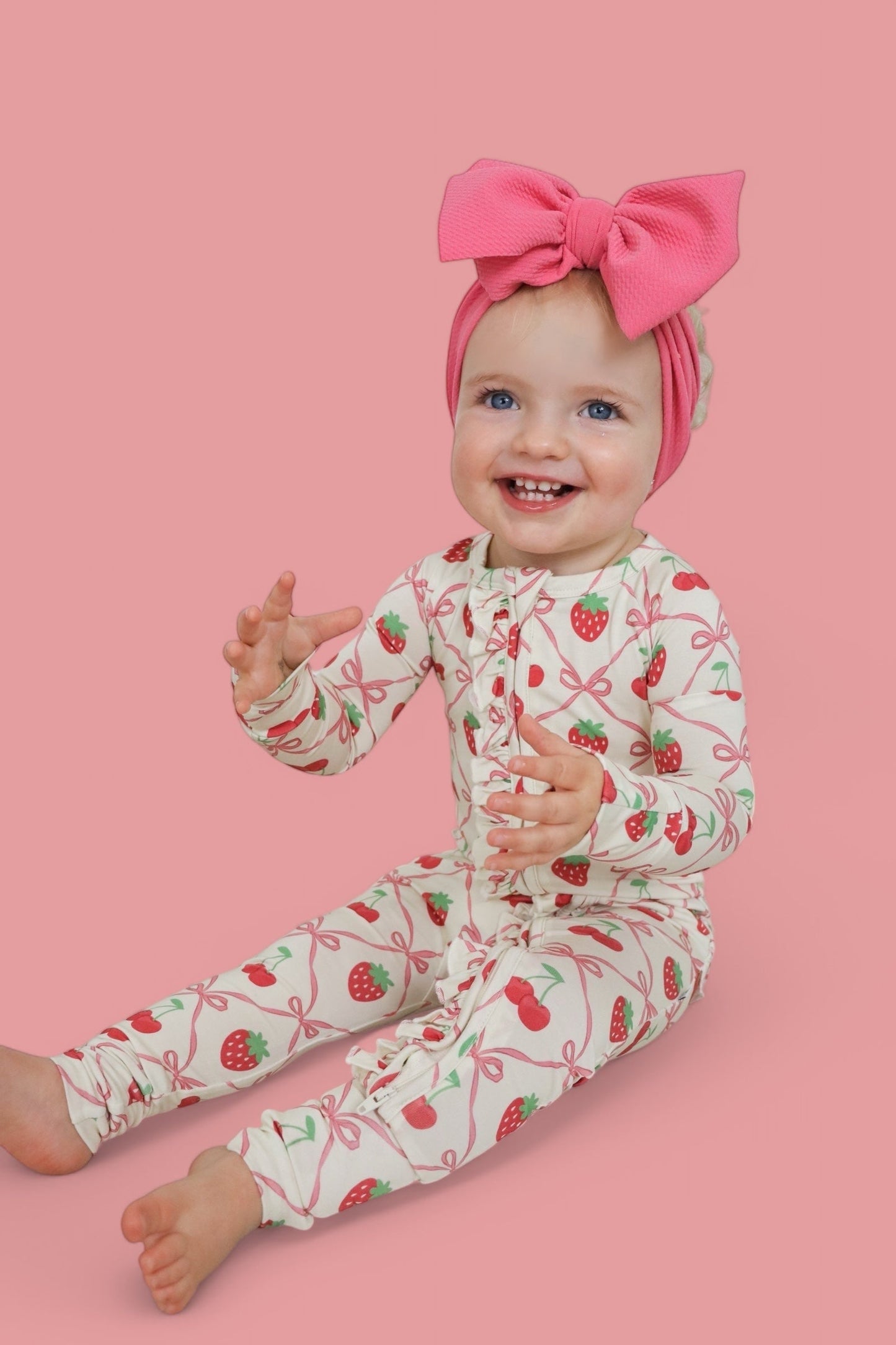 CHERRY BOW BERRY DREAM RUFFLE ZIPPER ROMPER