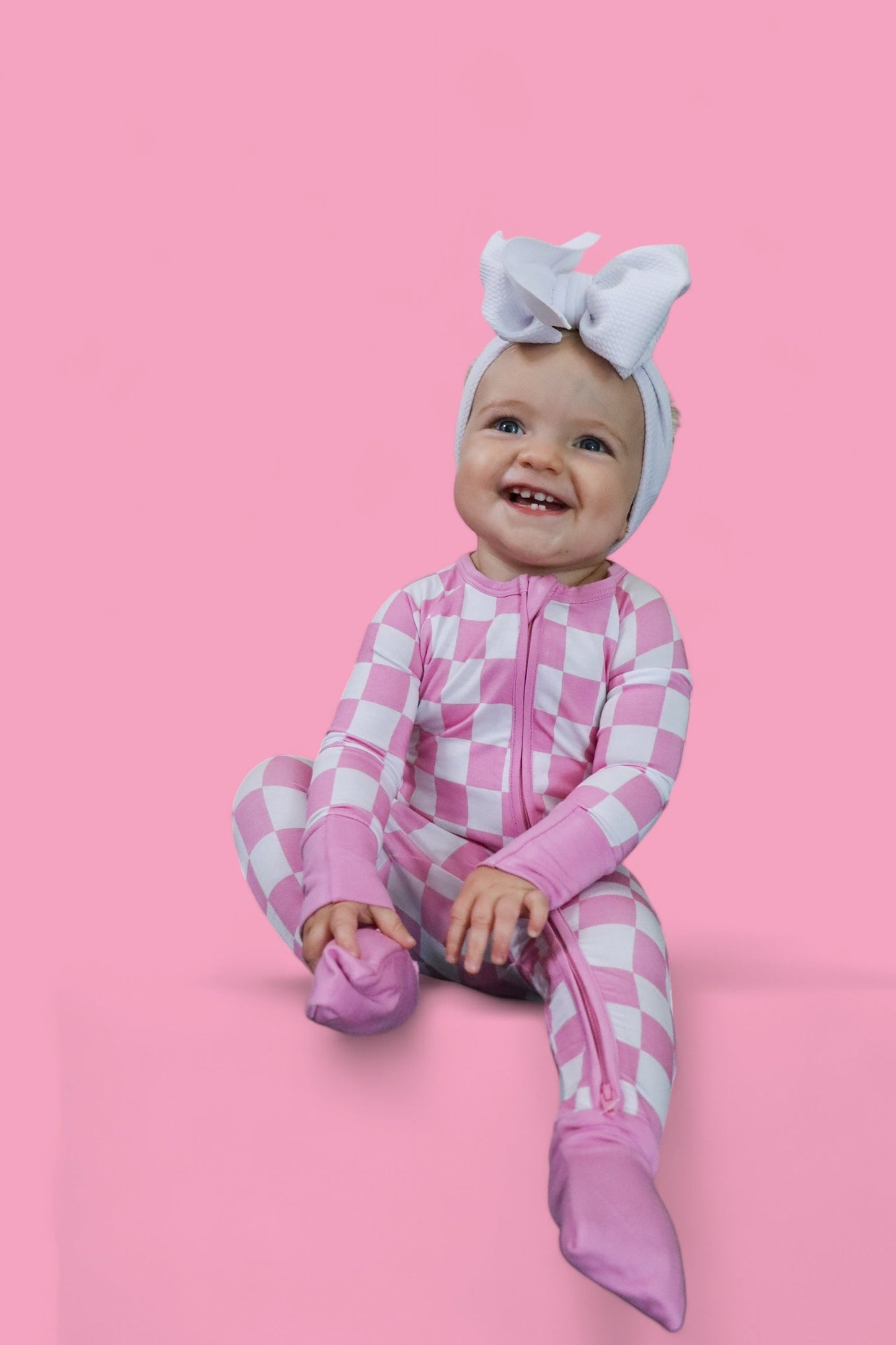 BUBBLEGUM CHECKERS DREAM ZIPPER ROMPER