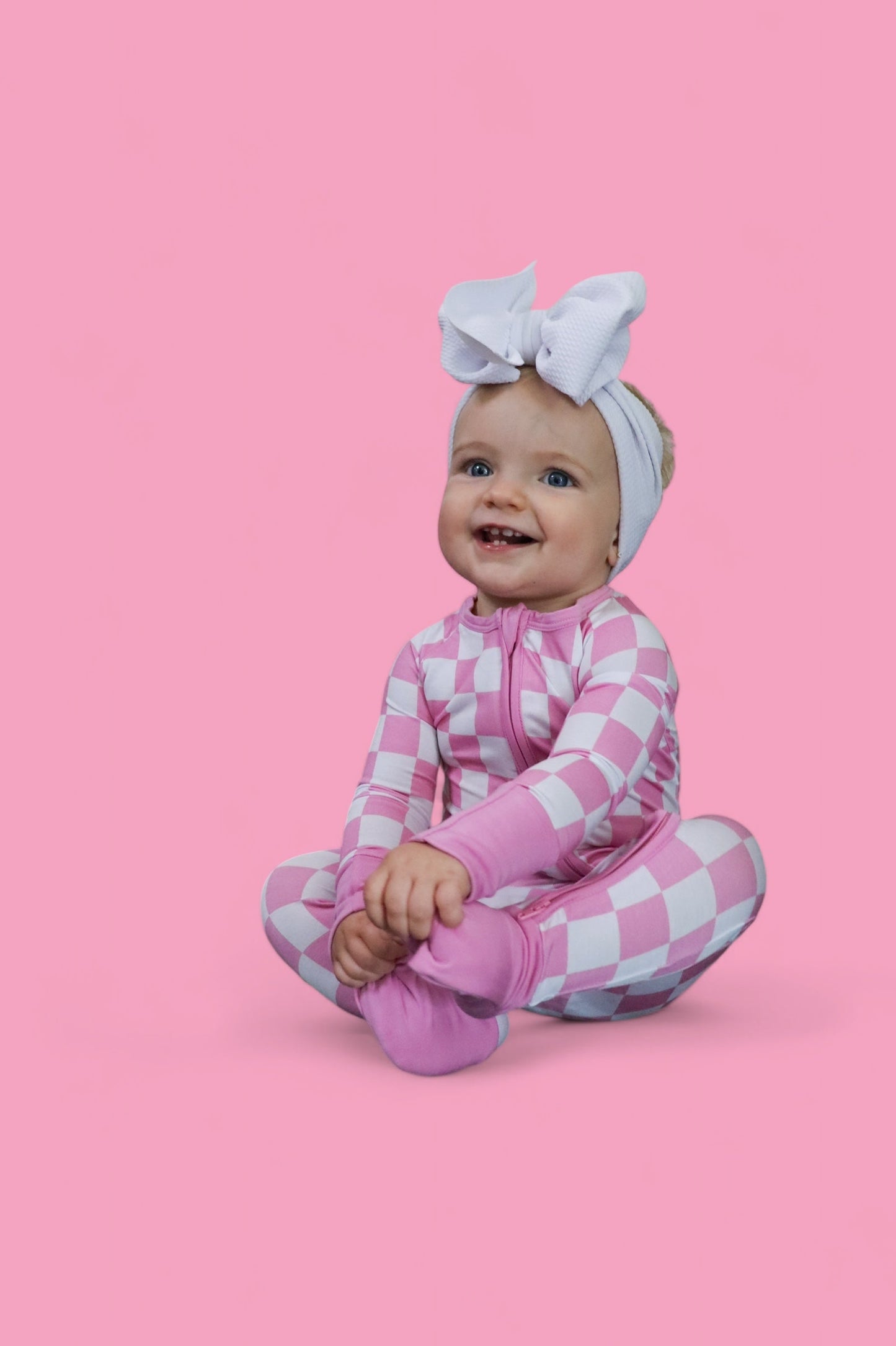 BUBBLEGUM CHECKERS DREAM ZIPPER ROMPER