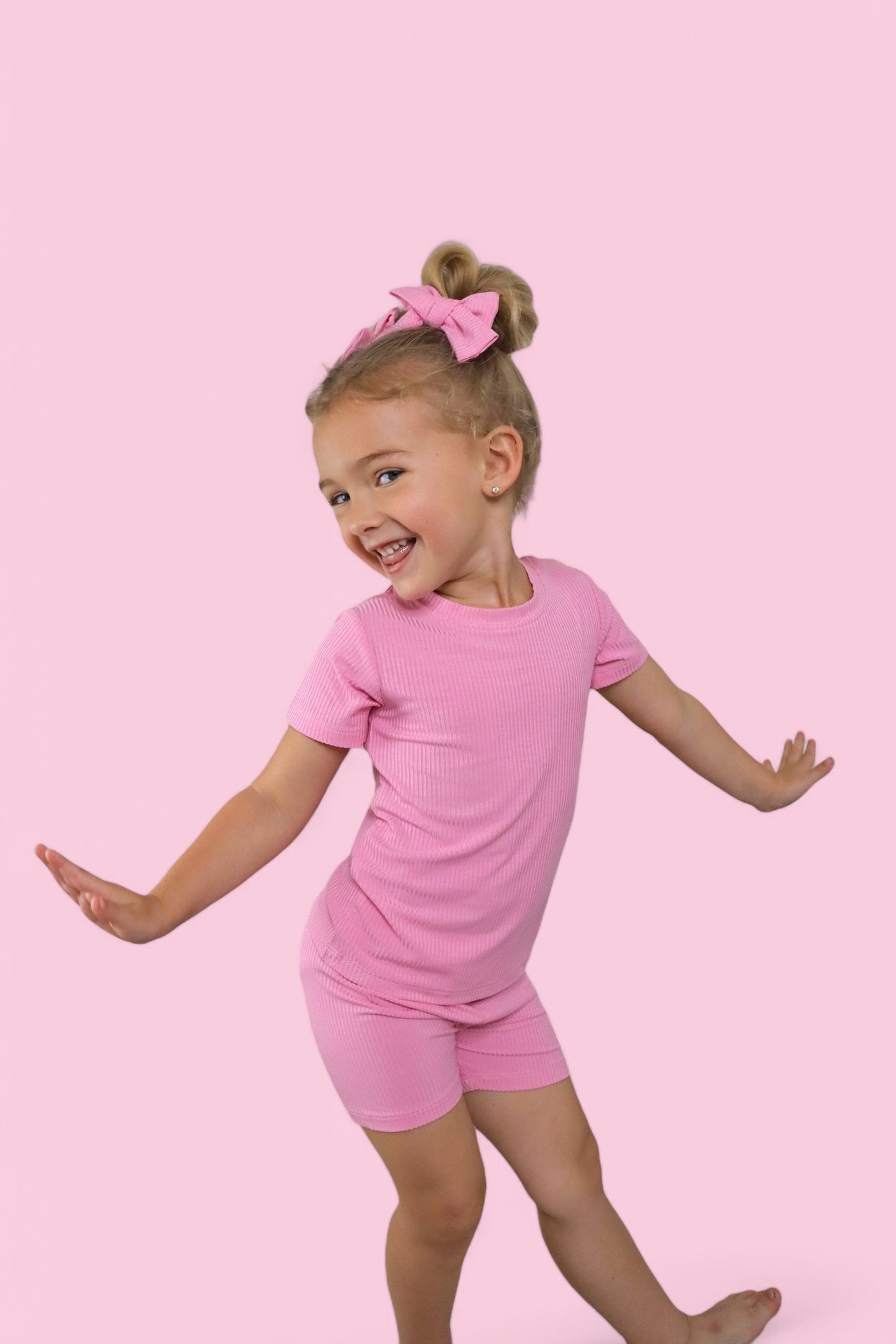 BELLA PINK RIB DREAM SHORT SET