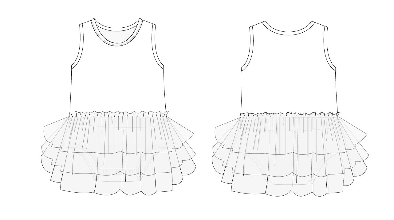 Solid White - Tutu Bodysuit Romper Dress