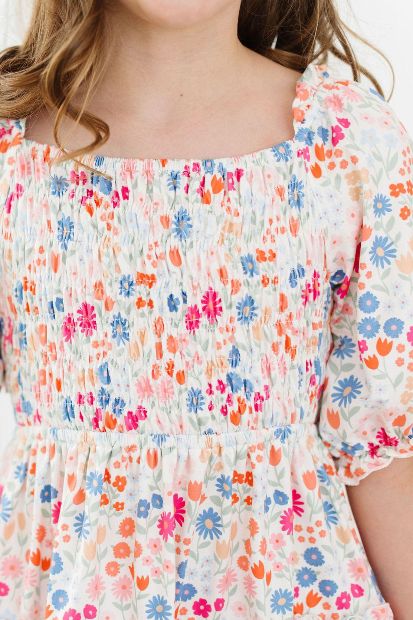 Meadow Magic Floral Smocked Ruffle Dress