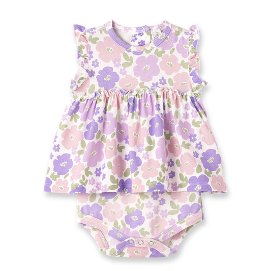 Floral Frolic Bamboo Skirted Bodysuit Romper