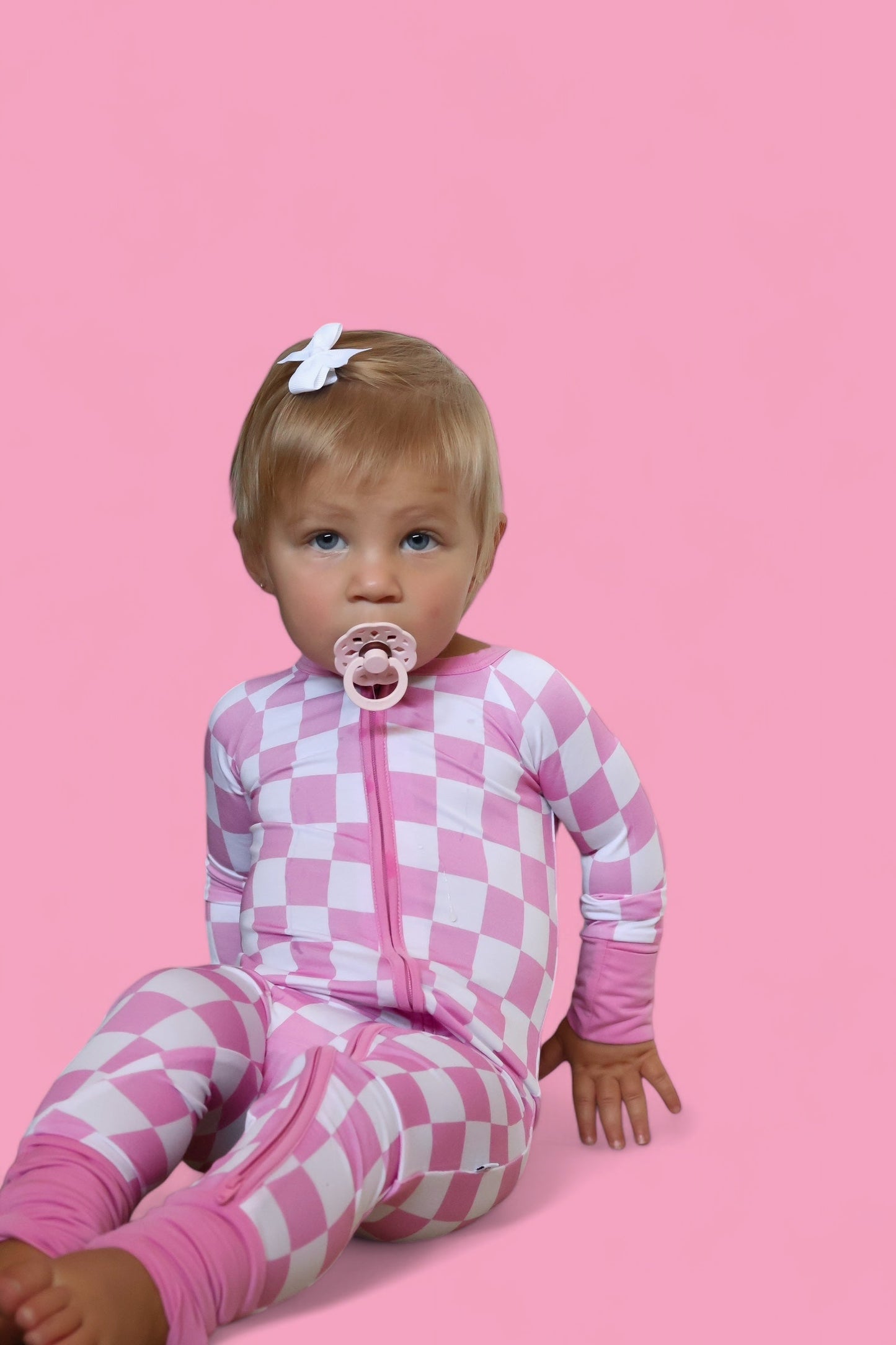BUBBLEGUM CHECKERS DREAM ZIPPER ROMPER