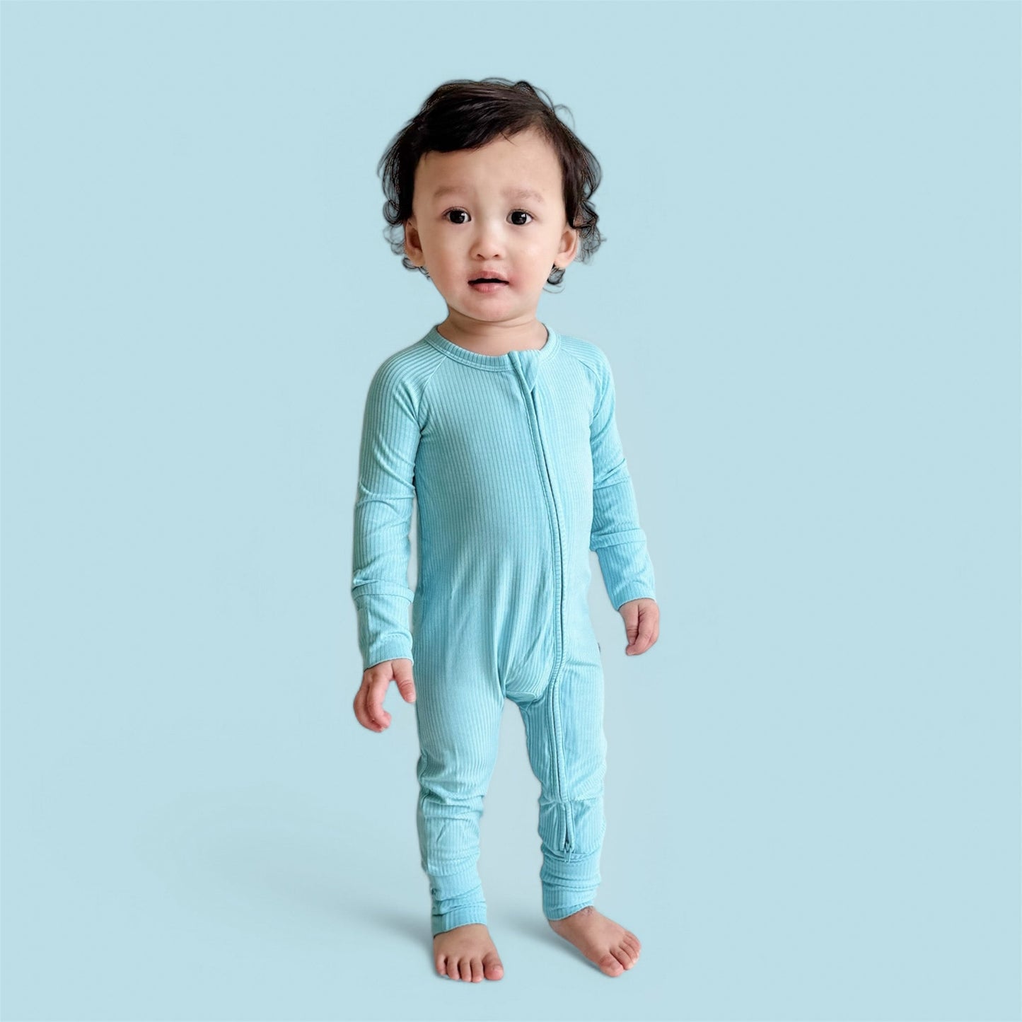 CAPRI BLUE RIB DREAM ZIPPER ROMPER