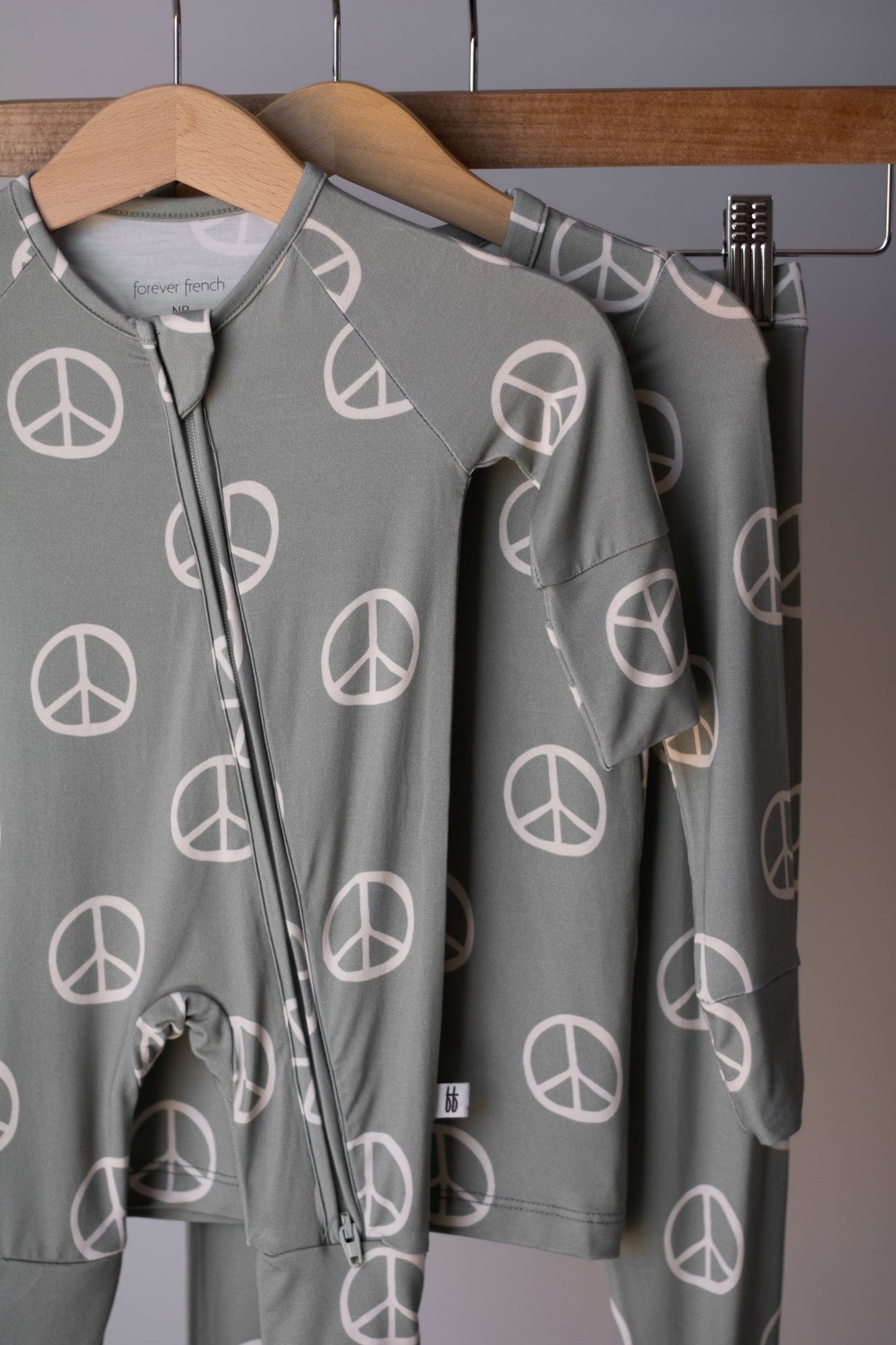Bamboo Zip Pajamas Zipper Romper | Peace