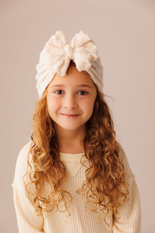 Cloud | Ivory Checkerboard | Embossed Sweater Headwrap