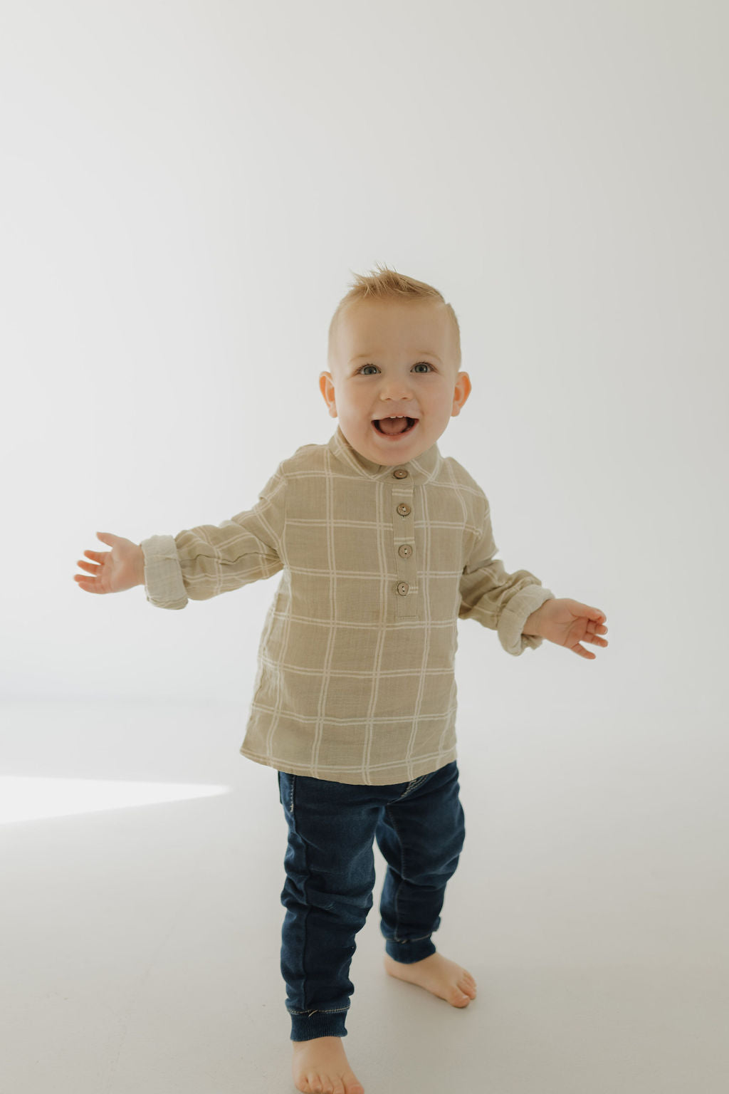 Muslin Button Up | Linen Grid