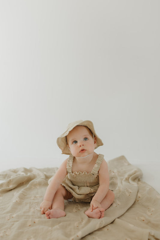 Sleeveless Muslin Romper & Hat Set | Silly Goose