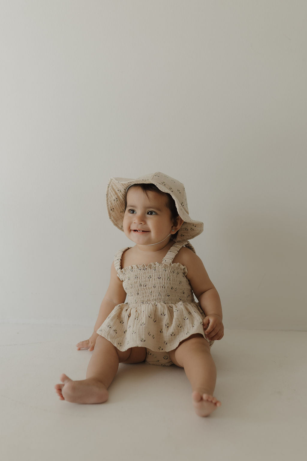 Sleeveless Muslin Romper & Hat | Flora