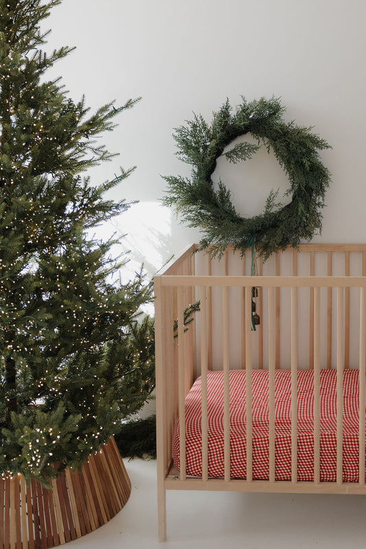 Muslin Crib Sheet | Red Gingham