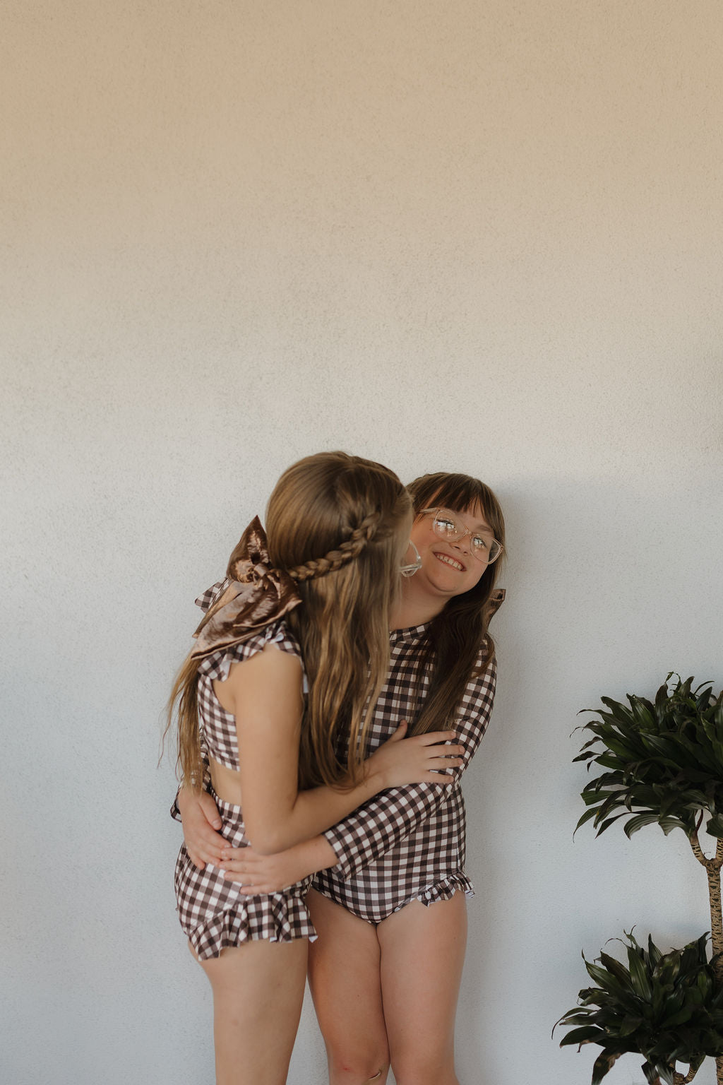 Girls Two Piece Swimsuit | Chocolate Gingham