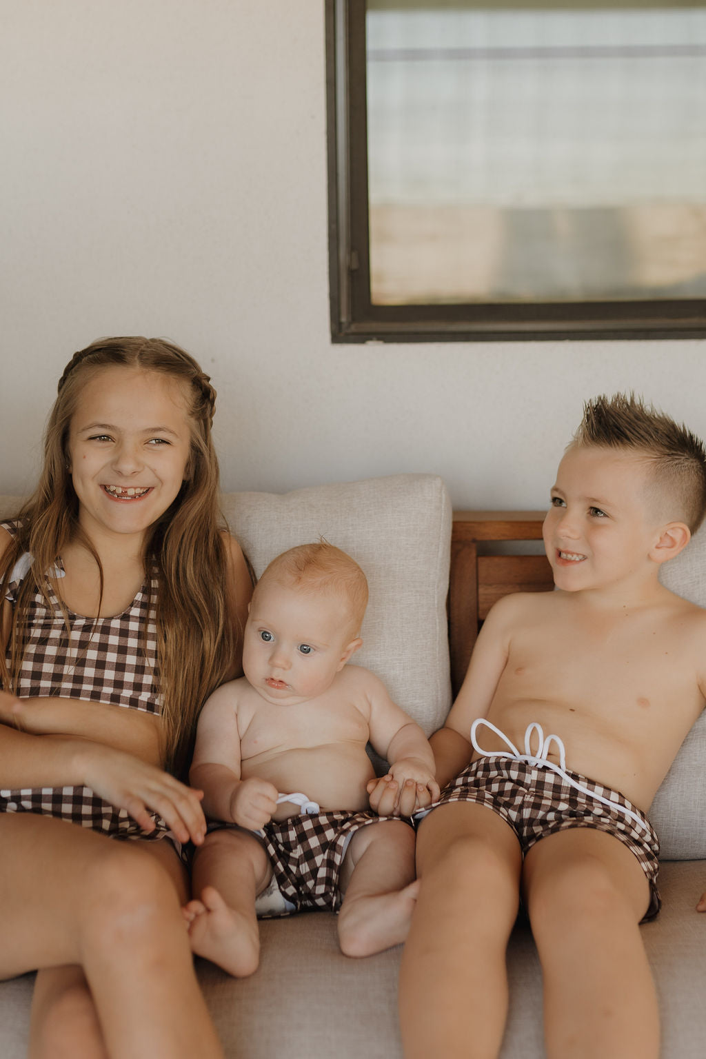 Girls Two Piece Swimsuit | Chocolate Gingham
