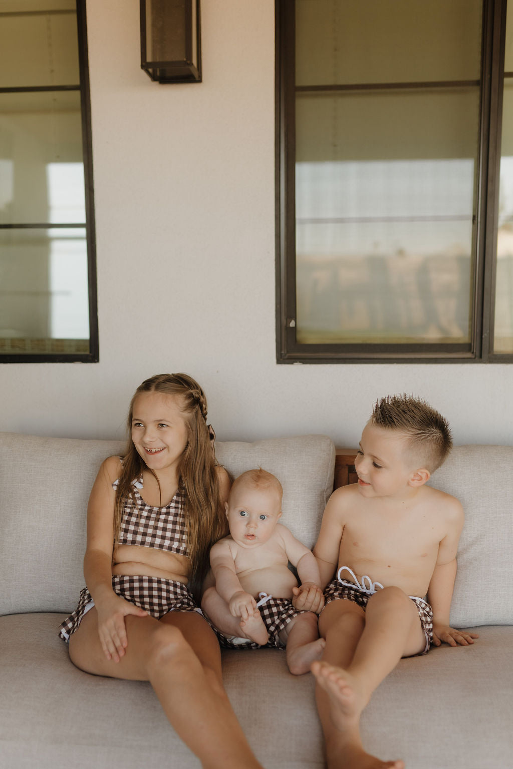 Girls Two Piece Swimsuit | Chocolate Gingham