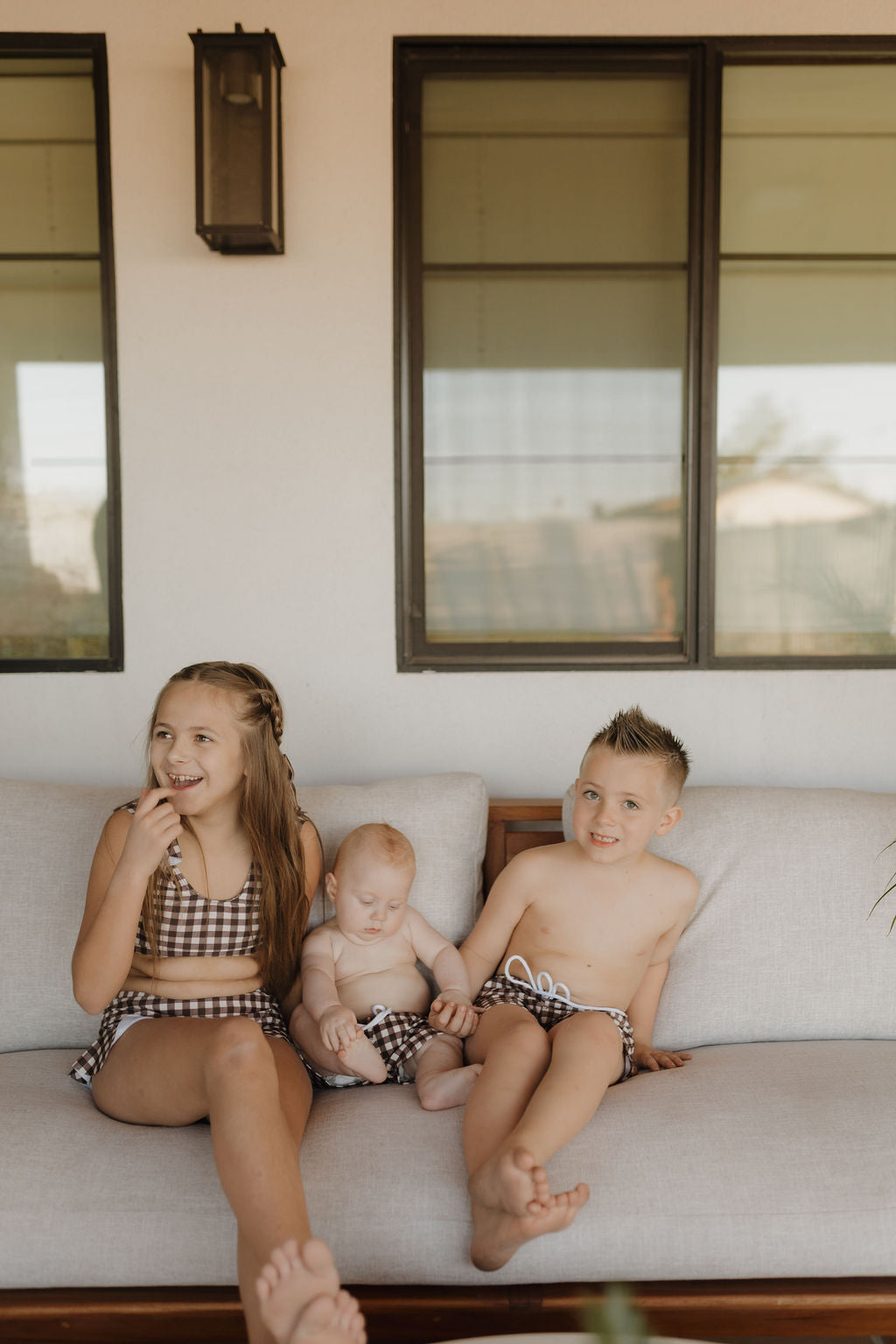 Girls Two Piece Swimsuit | Chocolate Gingham