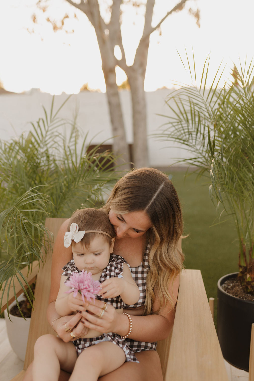 Girls Two Piece Swimsuit | Chocolate Gingham