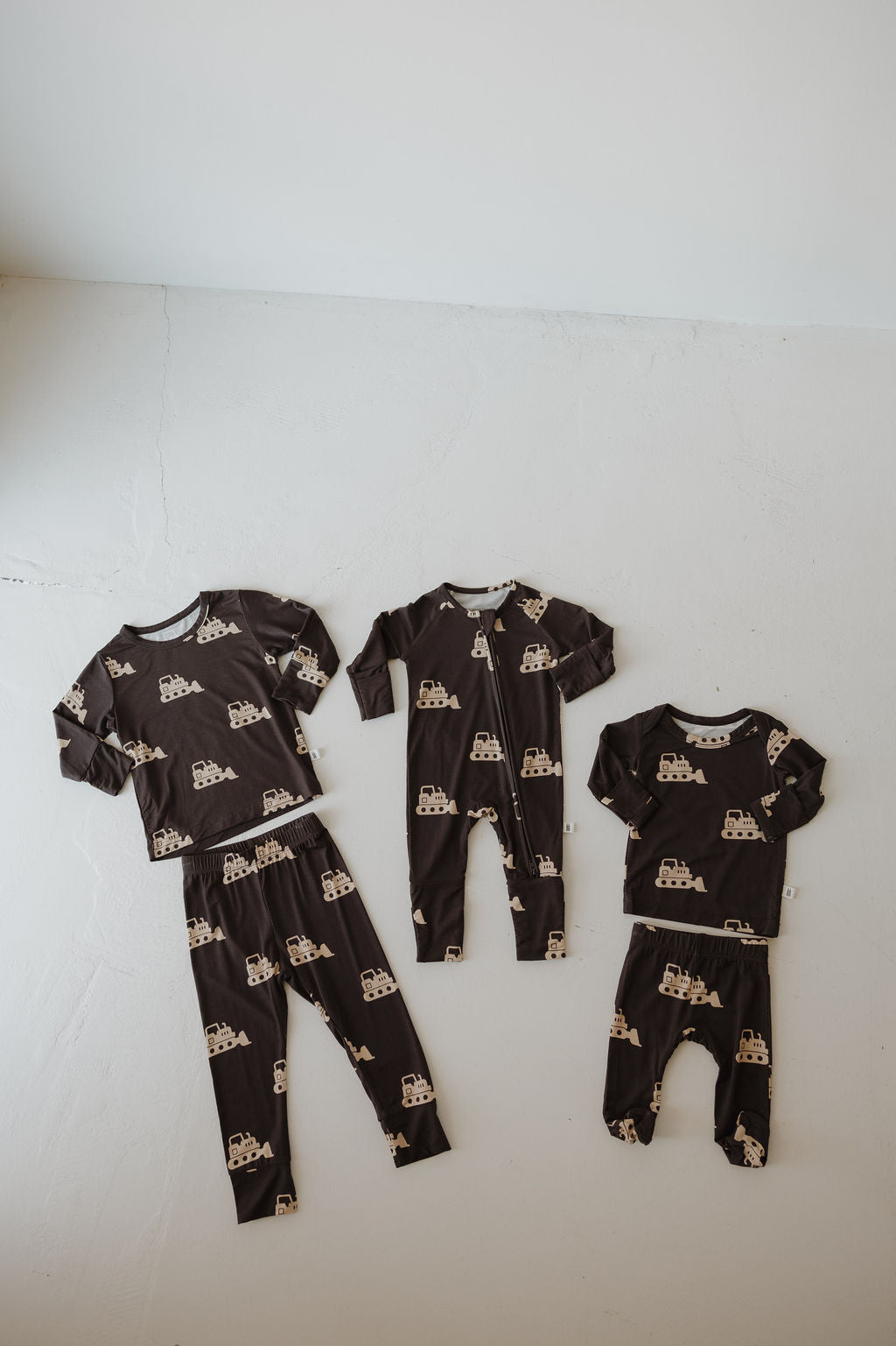 Bamboo Zip Pajamas Zipper Romper | Bulldozer