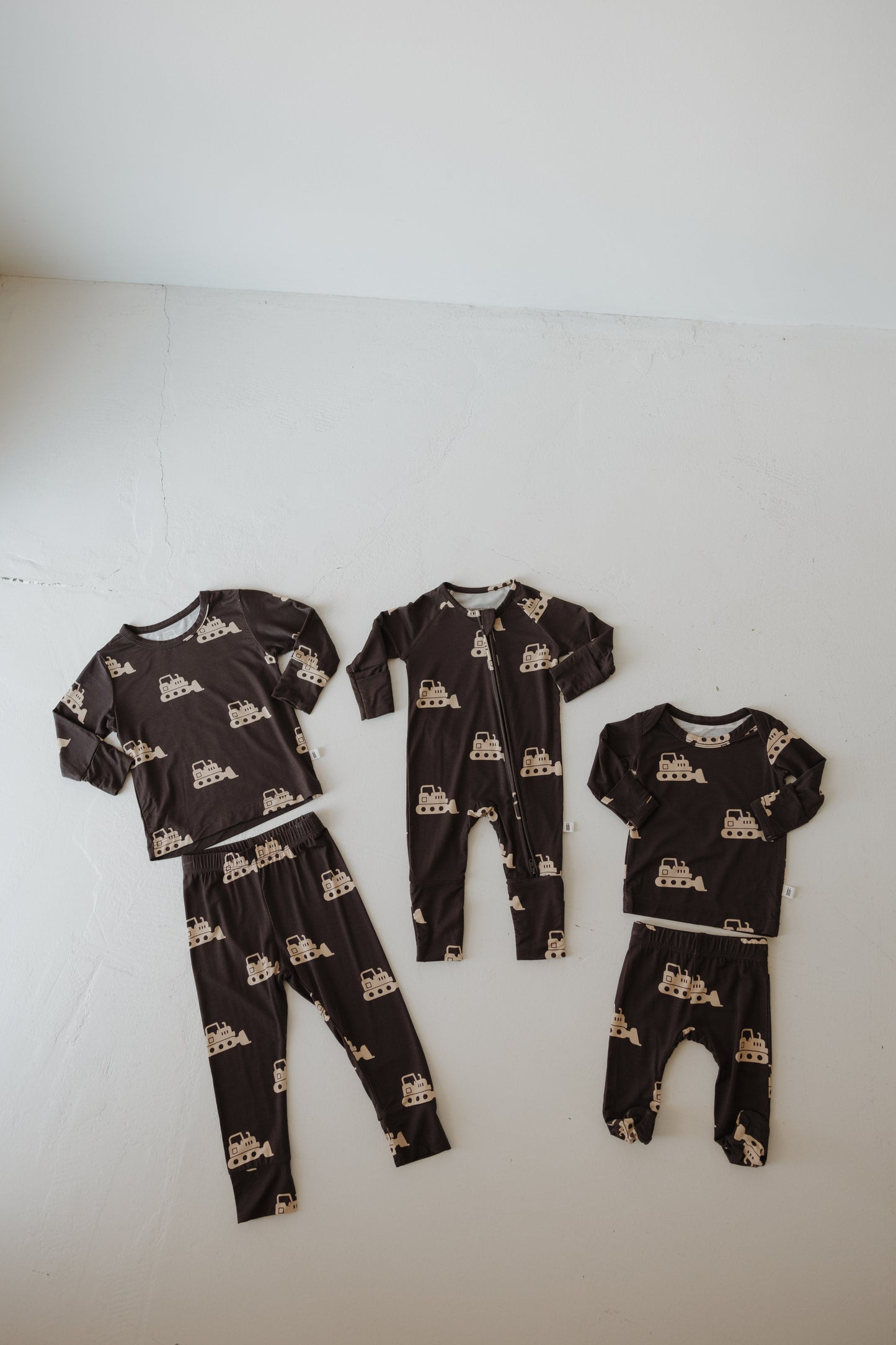 Bamboo Zip Pajamas Zipper Romper | Bulldozer