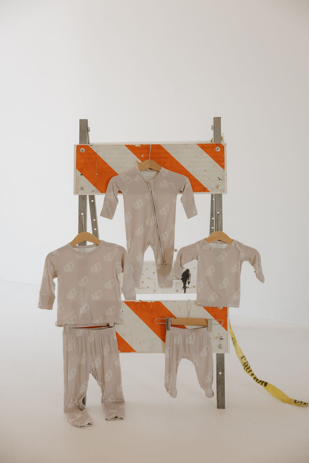 Bamboo Zip Pajamas Zipper Romper | Excavator