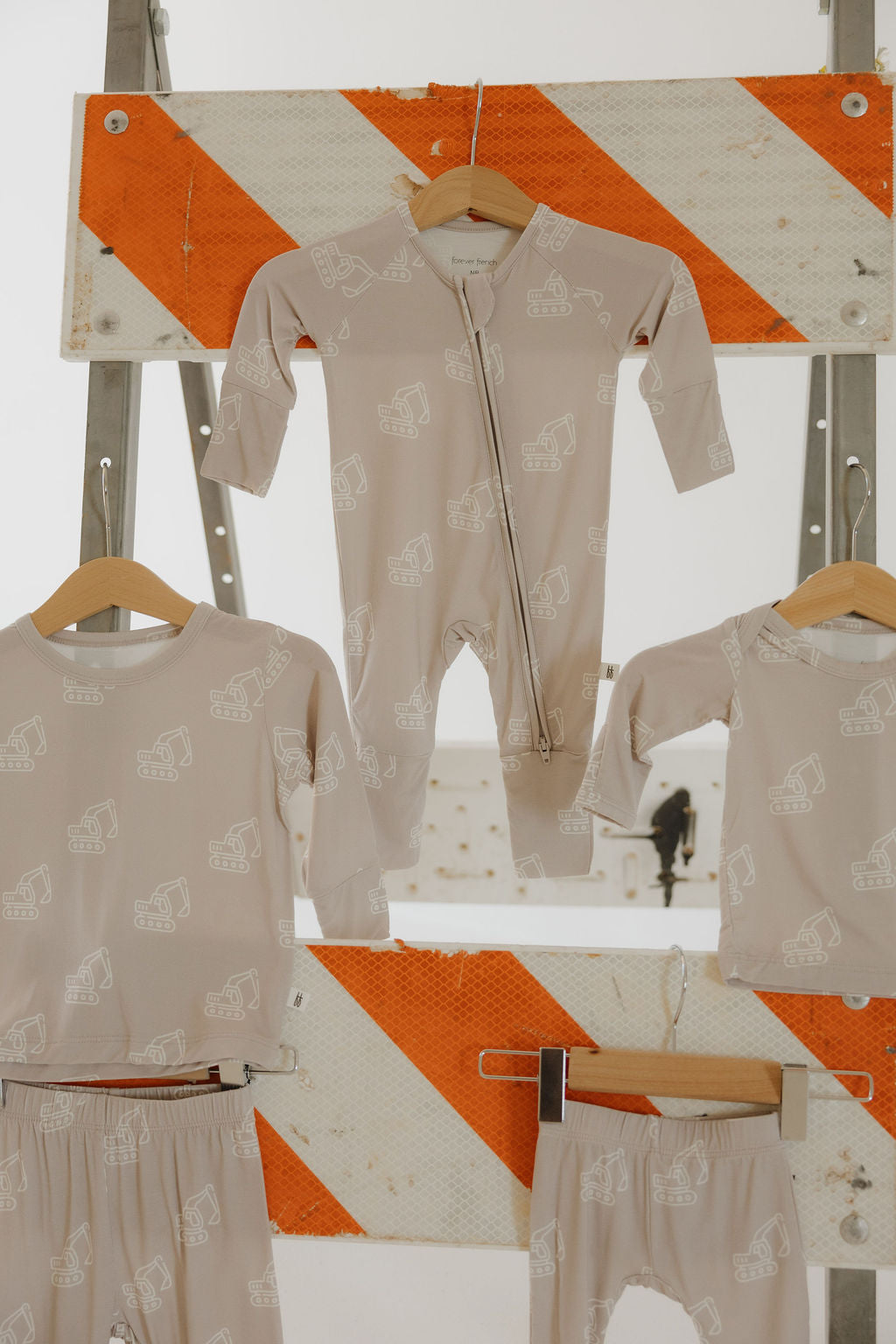 Bamboo Zip Pajamas Zipper Romper | Excavator