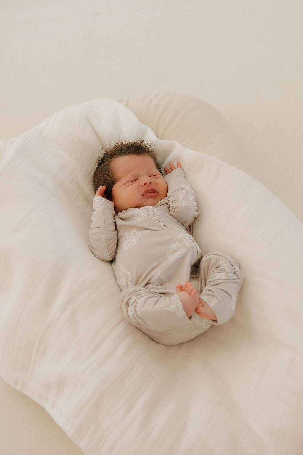 Bamboo Zip Pajamas Zipper Romper | Excavator