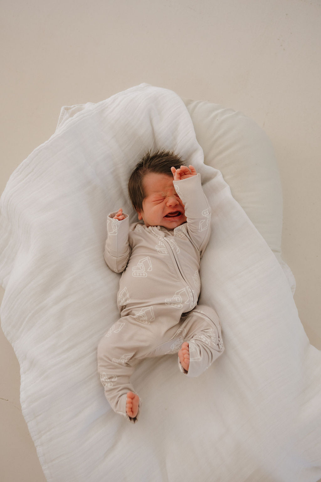 Bamboo Zip Pajamas Zipper Romper | Excavator
