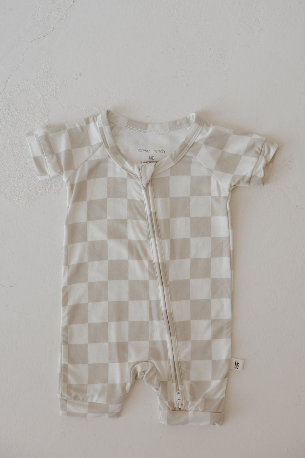 Shortie Bamboo Zip Zipper Romper | Checkerboard