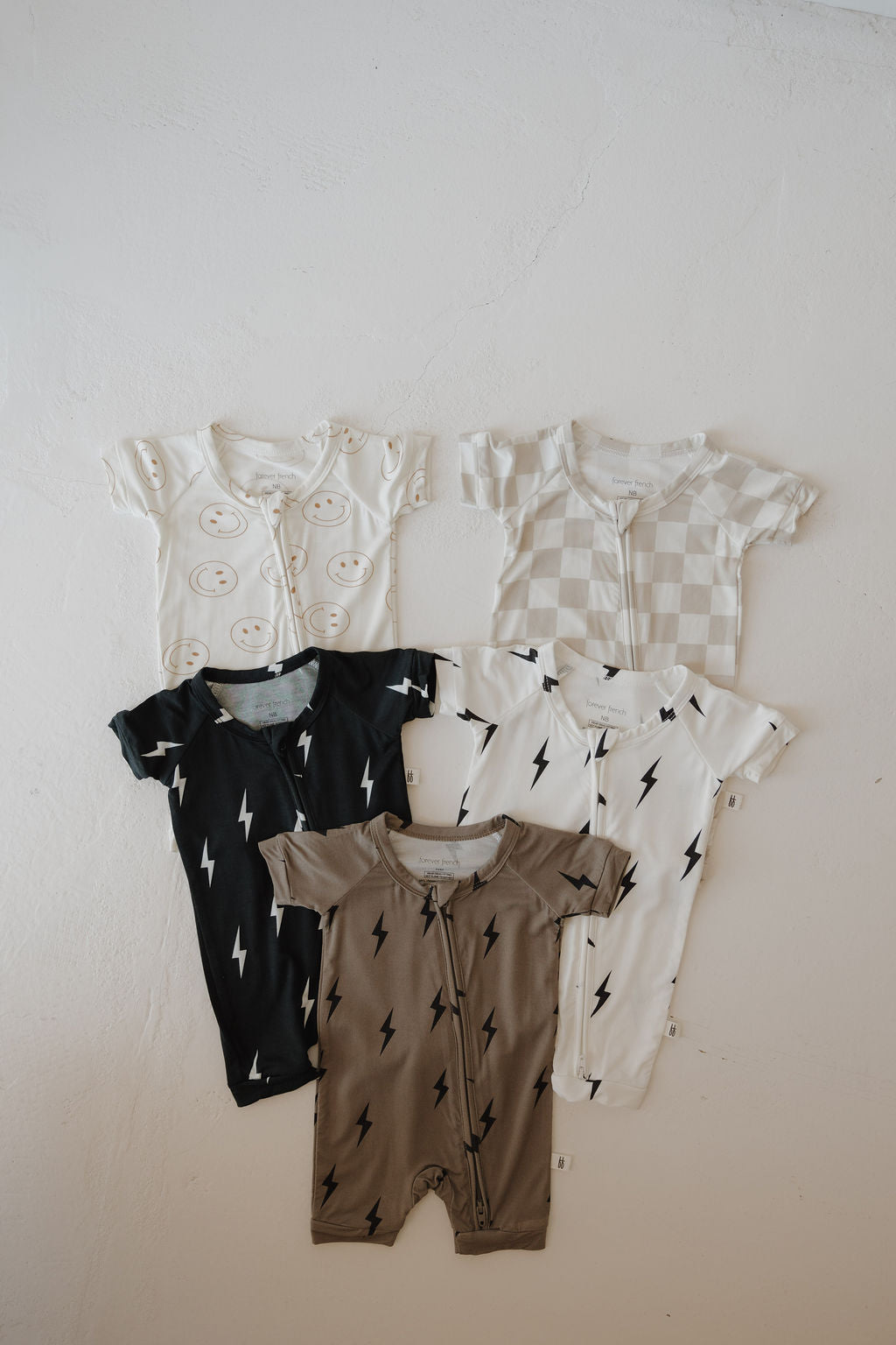 Shortie Bamboo Zip Zipper Romper | Checkerboard
