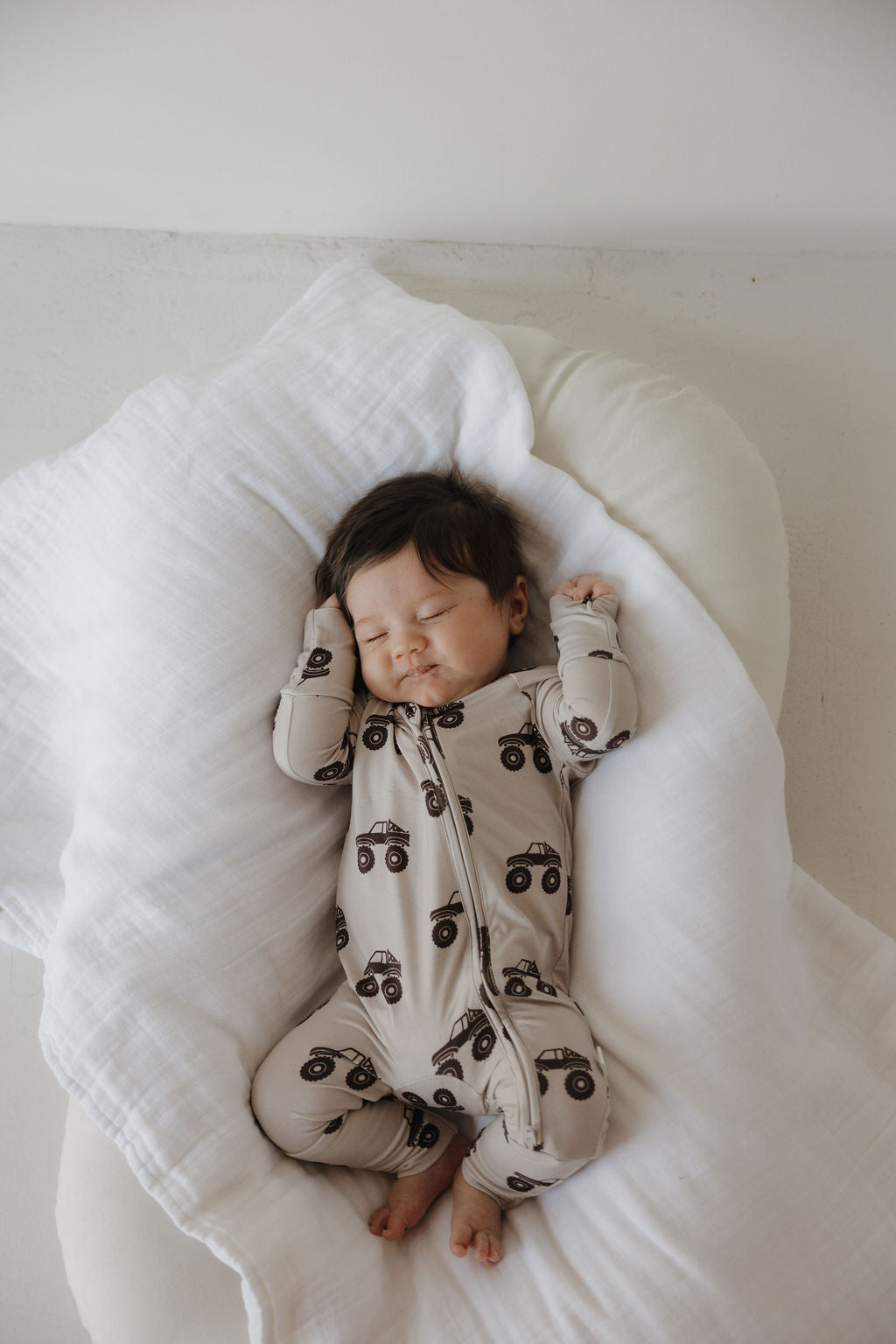 Bamboo Zip Pajamas Zipper Romper | Monster Truck