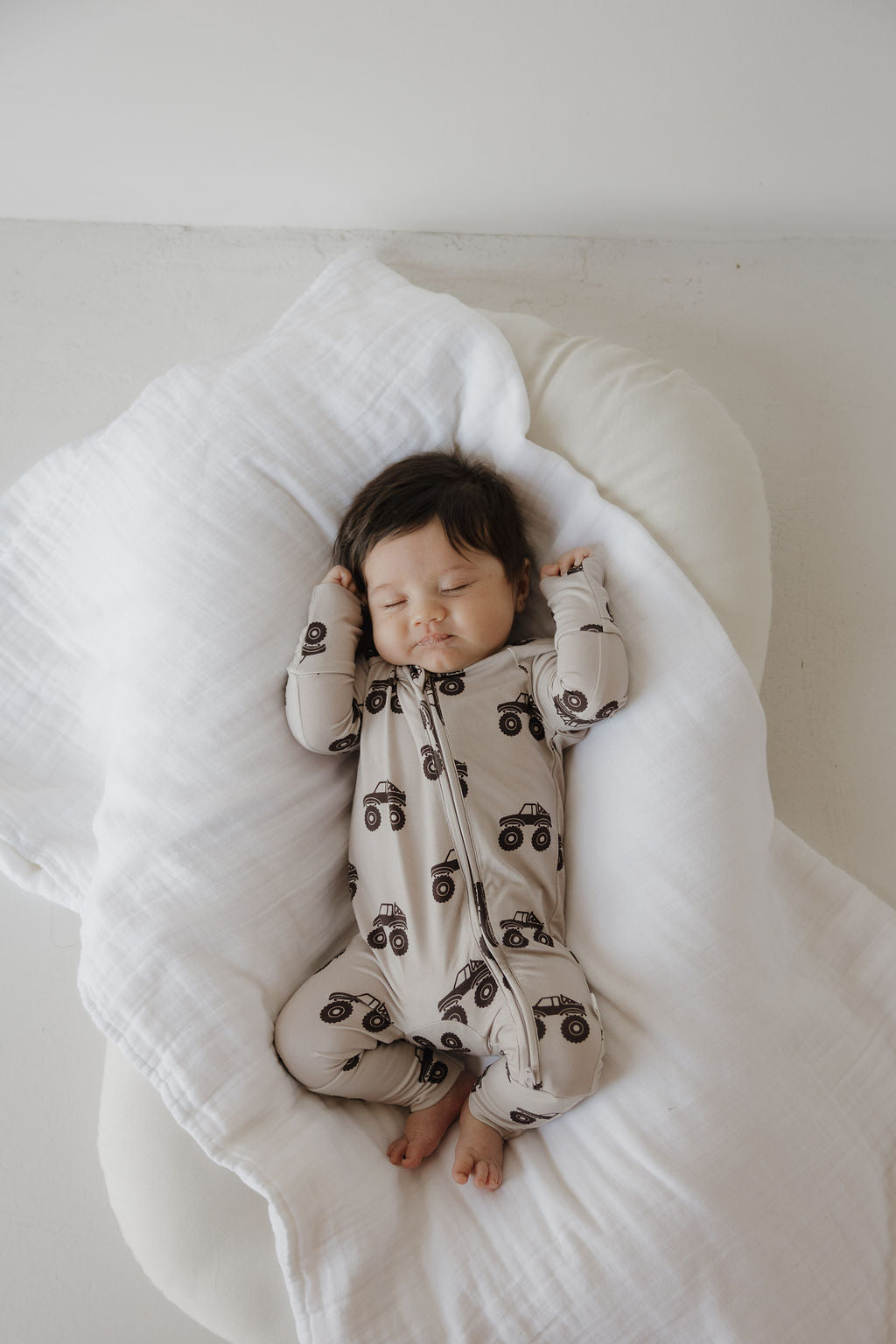 Bamboo Zip Pajamas Zipper Romper | Monster Truck
