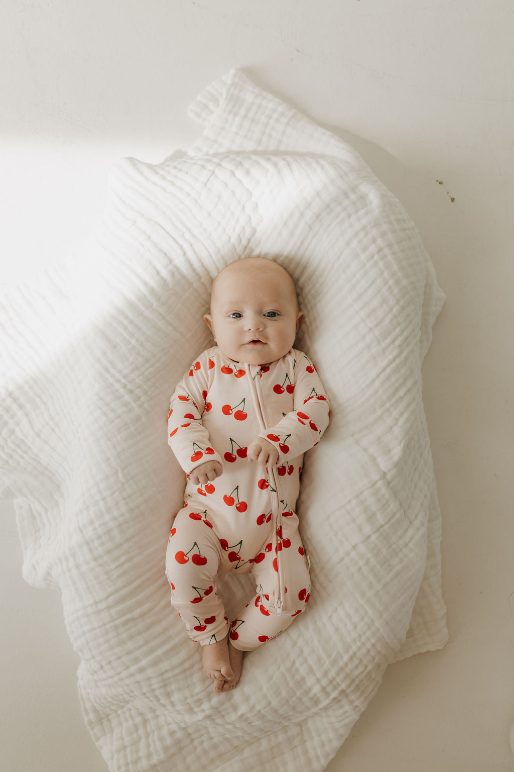 Bamboo Zip Pajamas Zipper Romper | Cherry Orchard