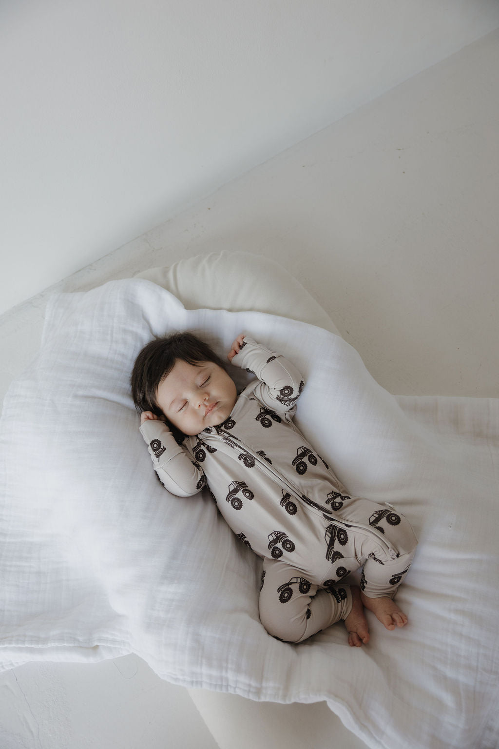 Bamboo Zip Pajamas Zipper Romper | Monster Truck