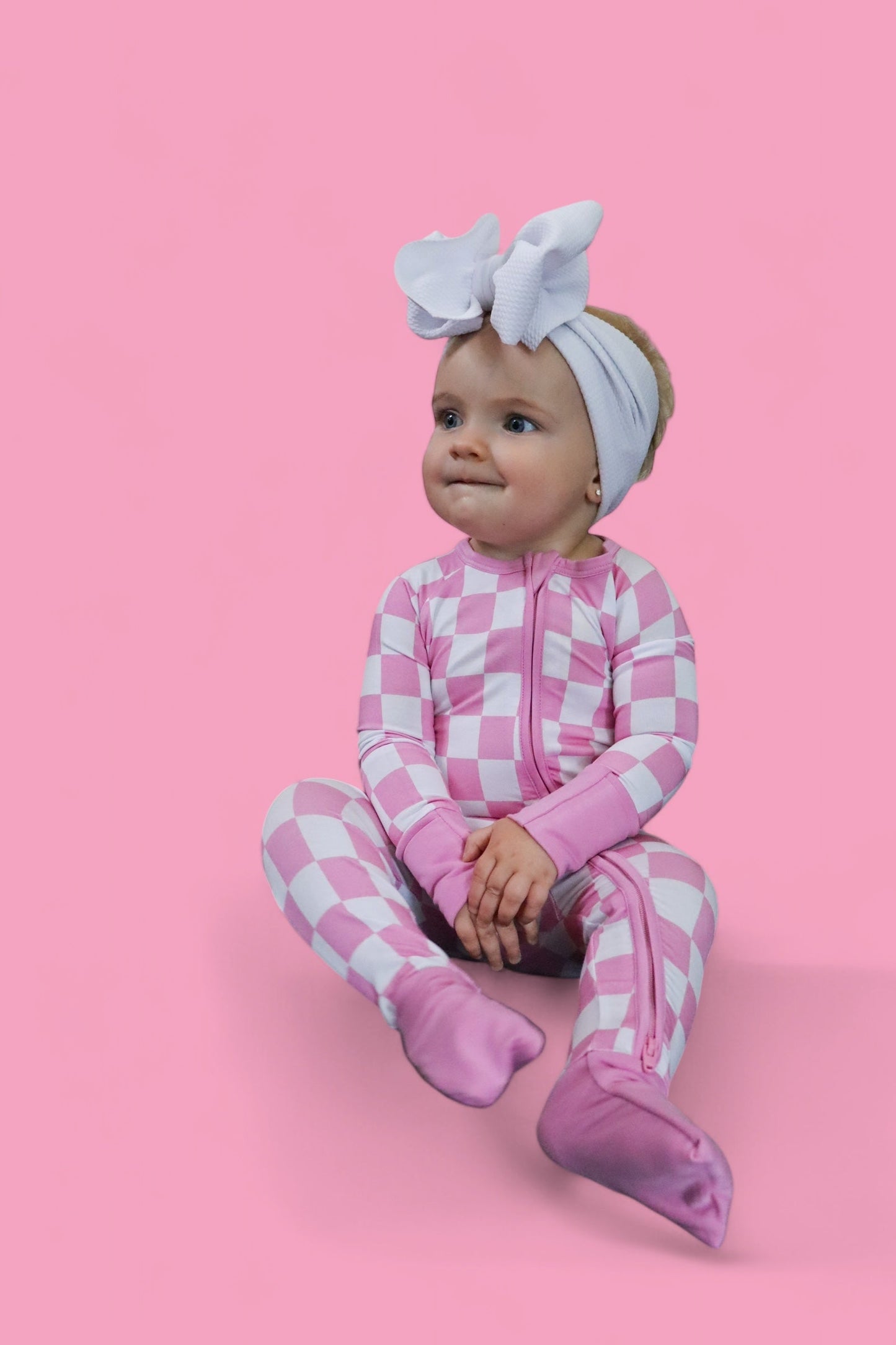 BUBBLEGUM CHECKERS DREAM ZIPPER ROMPER