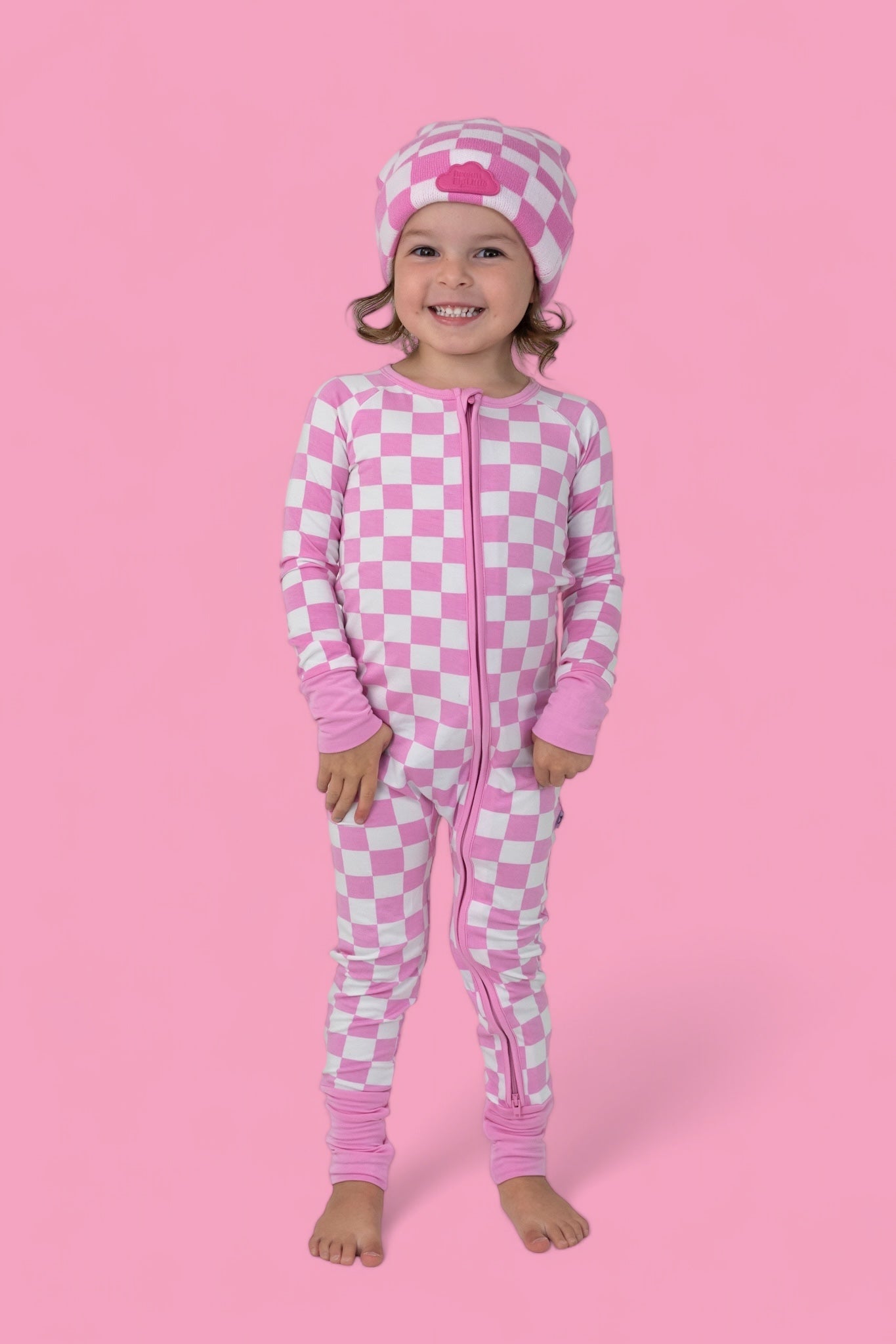 BUBBLEGUM CHECKERS DREAM ZIPPER ROMPER