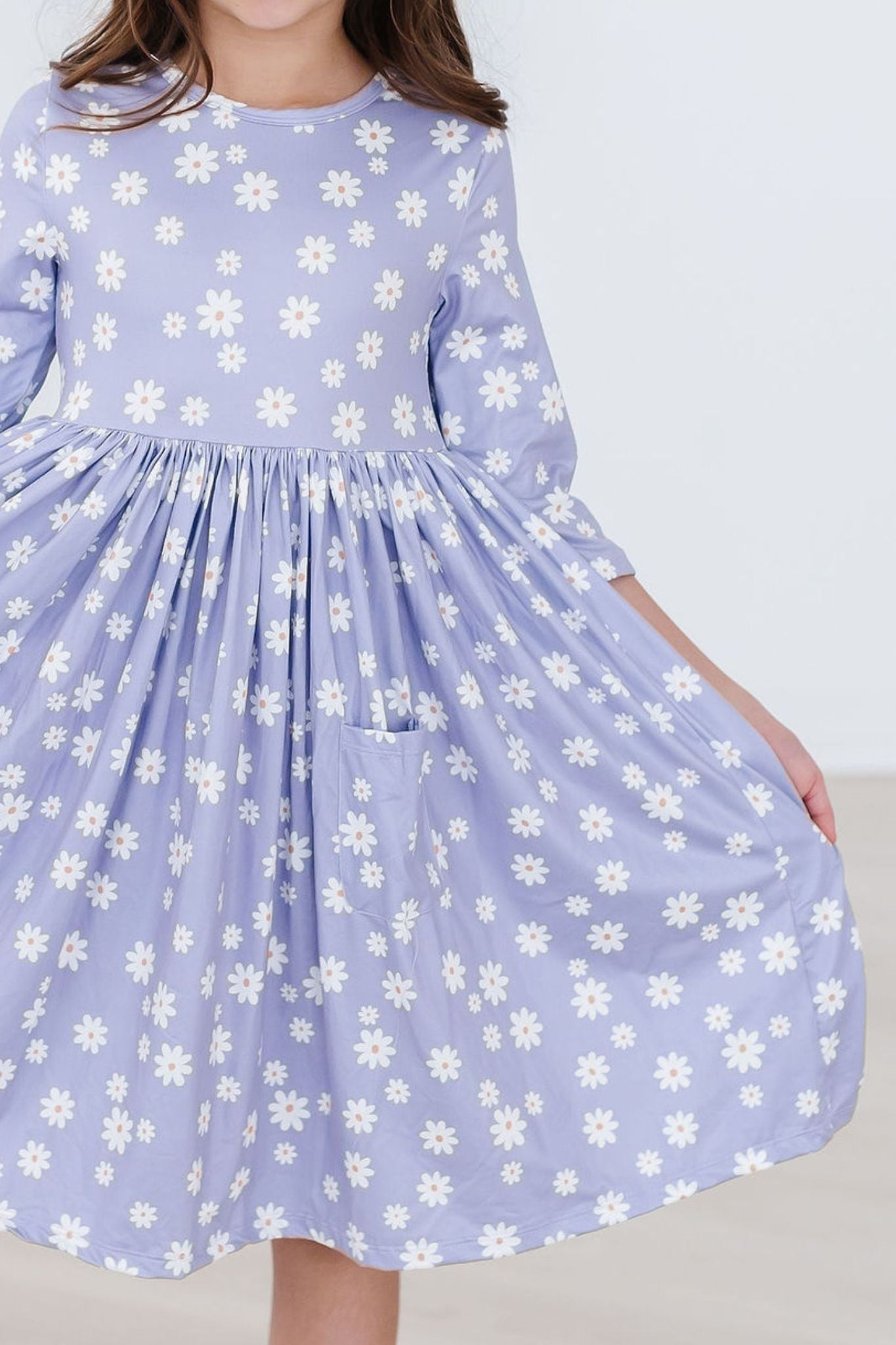 Dainty Daisies Floral 3/4 Sleeve Pocket Twirl Dress