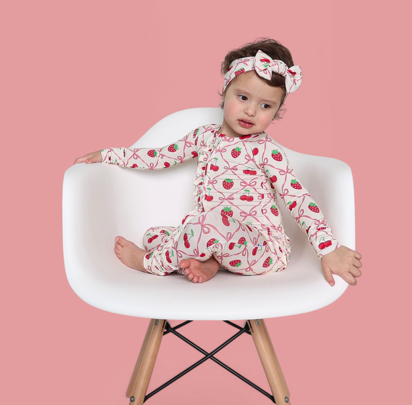 CHERRY BOW BERRY DREAM RUFFLE ZIPPER ROMPER