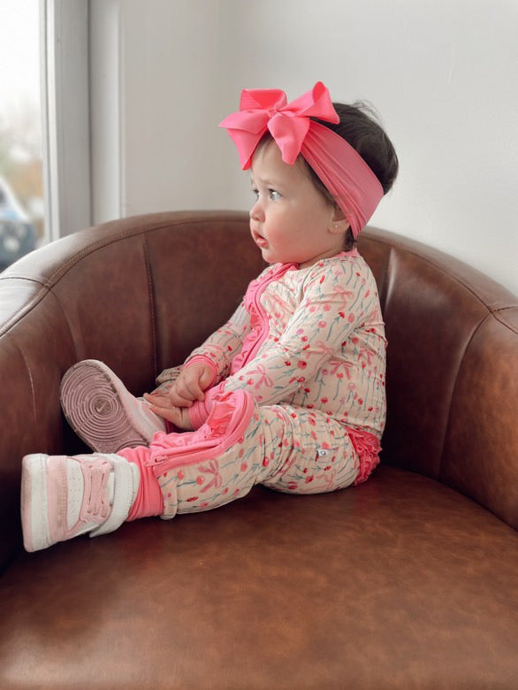 BLOOMS & BOWS DREAM FLORAL RUFFLE ZIPPER ROMPER