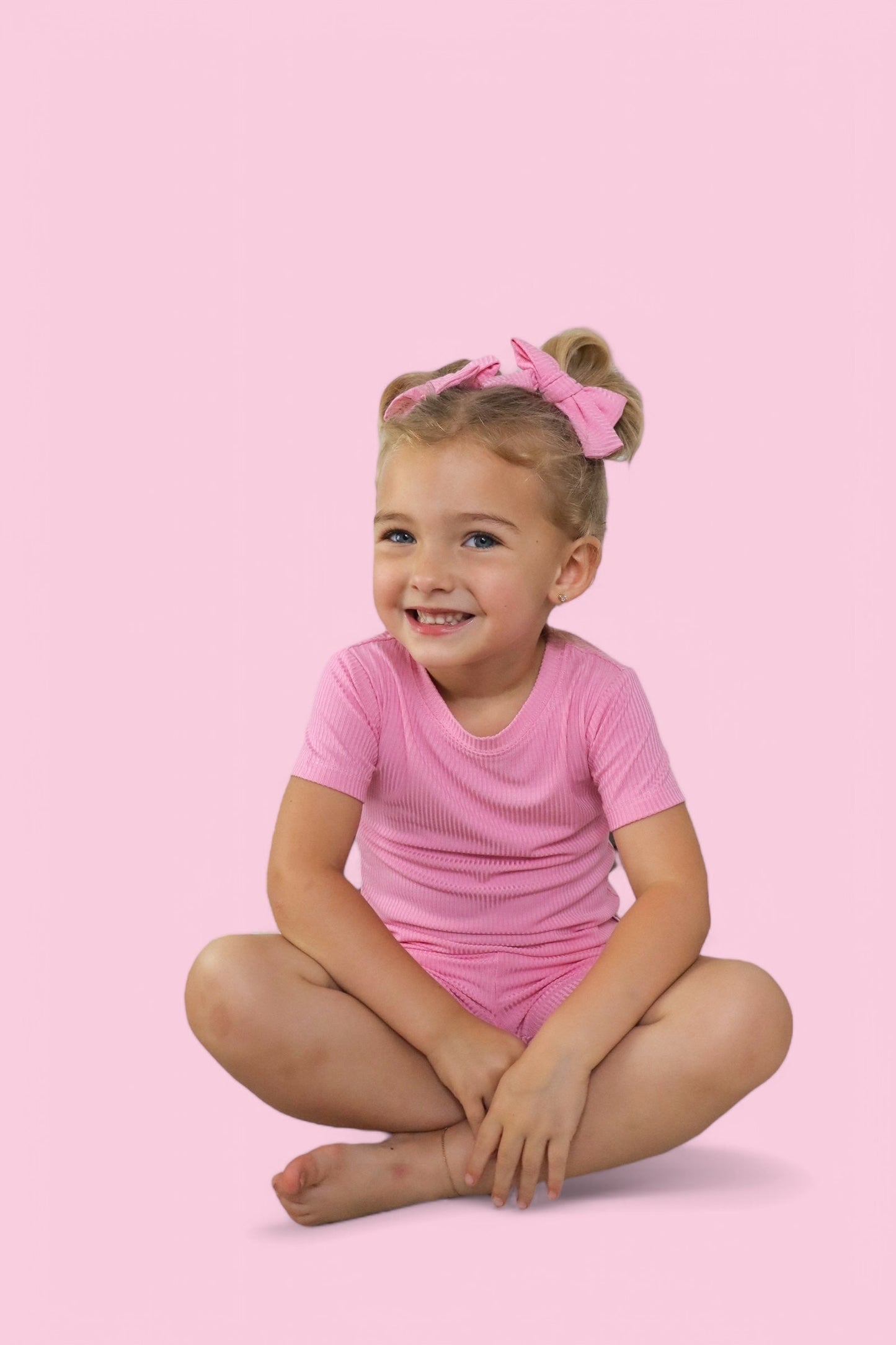 BELLA PINK RIB DREAM SHORT SET