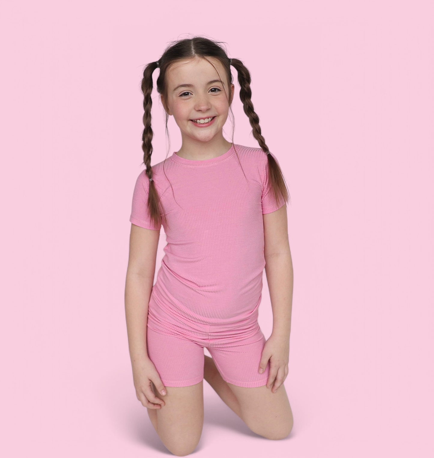 BELLA PINK RIB DREAM SHORT SET