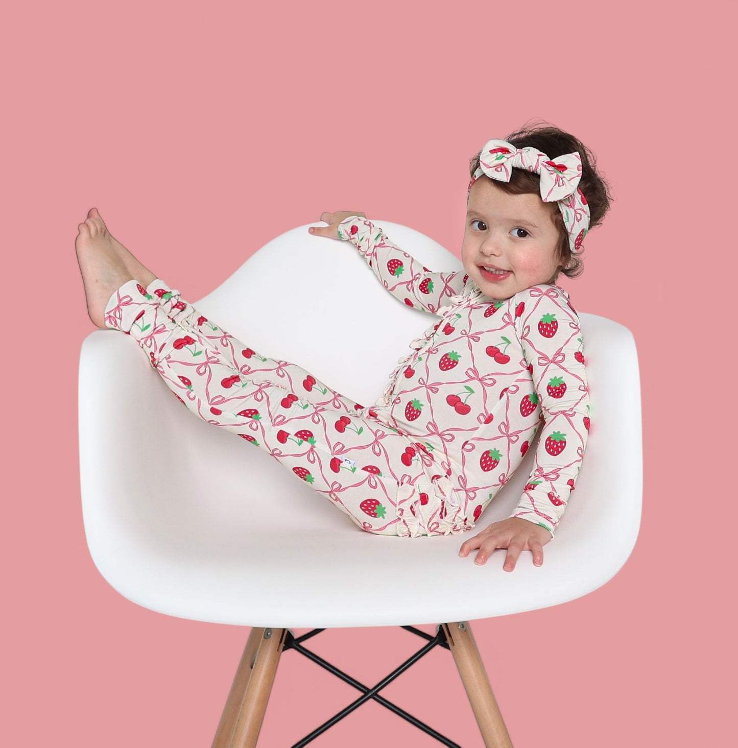 CHERRY BOW BERRY DREAM RUFFLE ZIPPER ROMPER