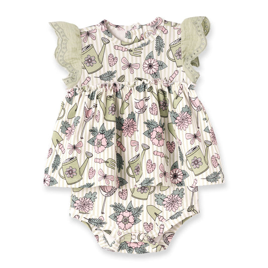 Garden Bloom Bamboo Skirted Bodysuit Romper