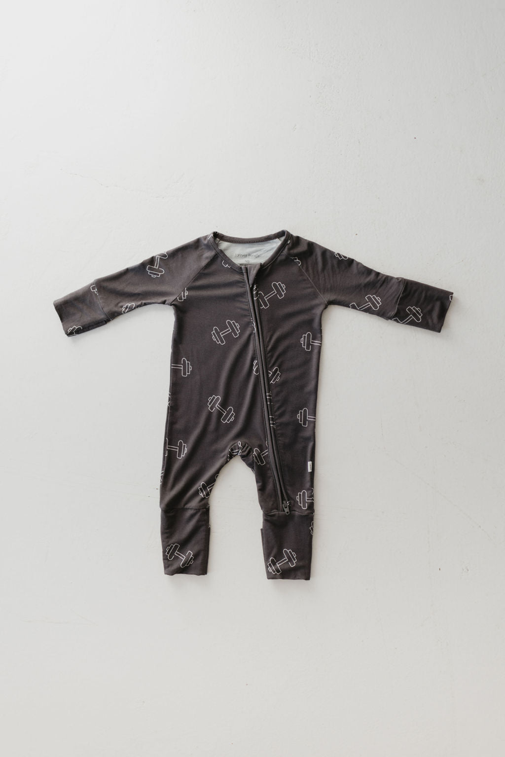 Bamboo Zip Pajamas | Charcoal Arm Day Zipper Romper