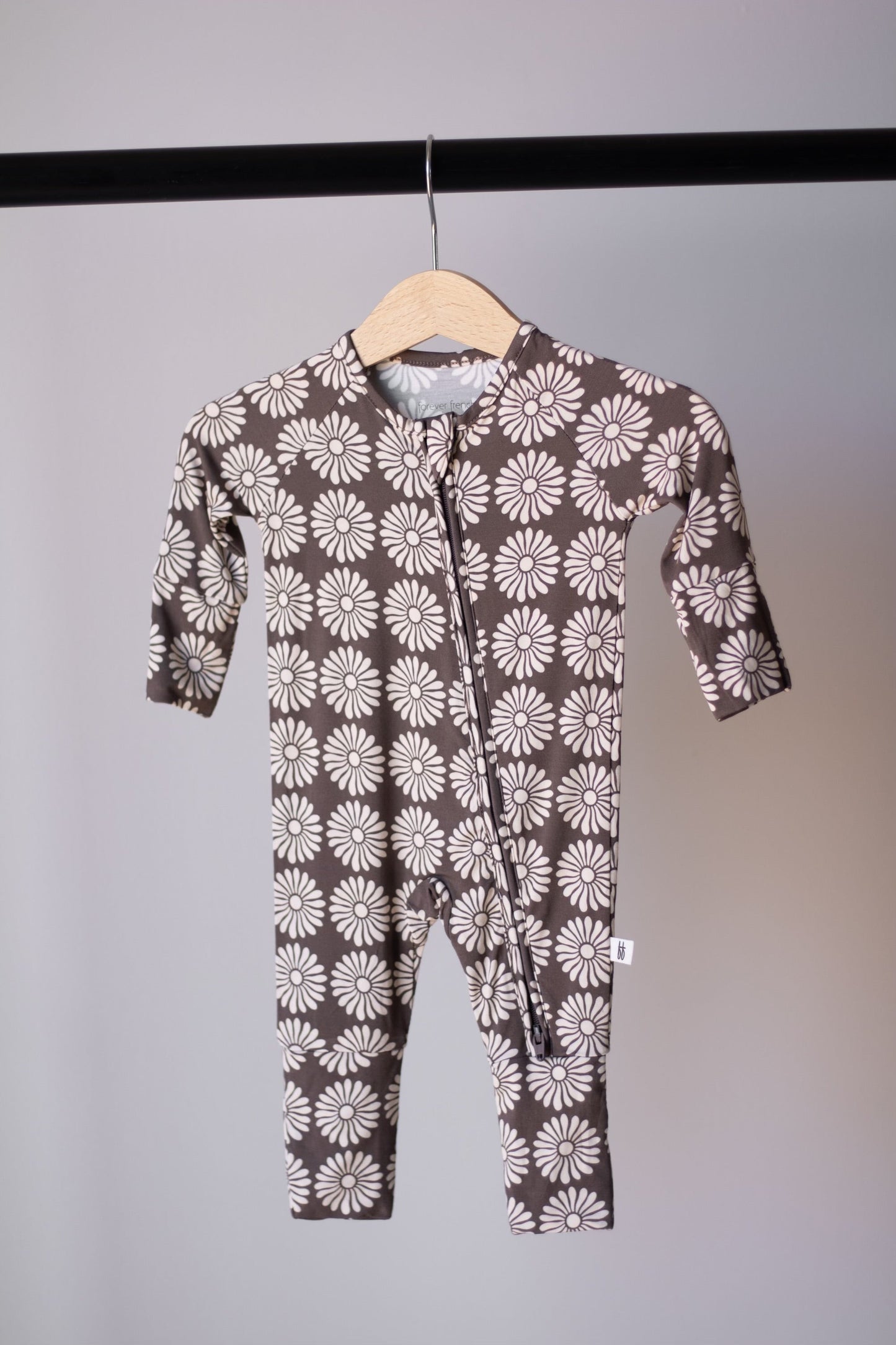 Bamboo Zip Pajamas Zipper Romper | Retro Floral