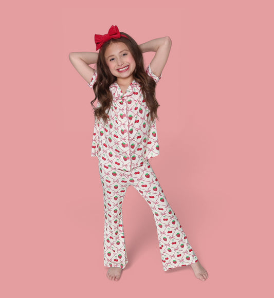 CHERRY BOW BERRY DREAM GIRL'S FLARE SET