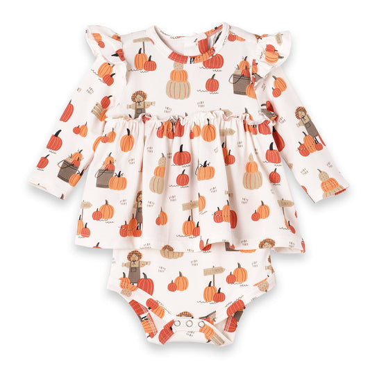 Pumpkin Patch Skirted Bodysuit – Bamboo Fall Baby Outfit