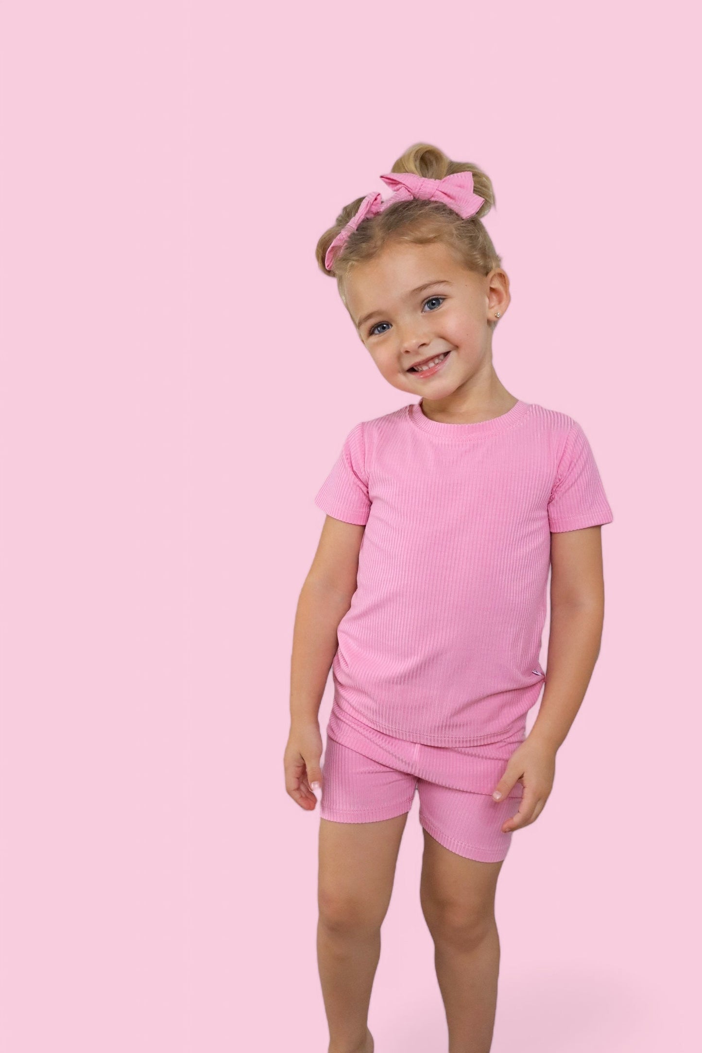BELLA PINK RIB DREAM SHORT SET
