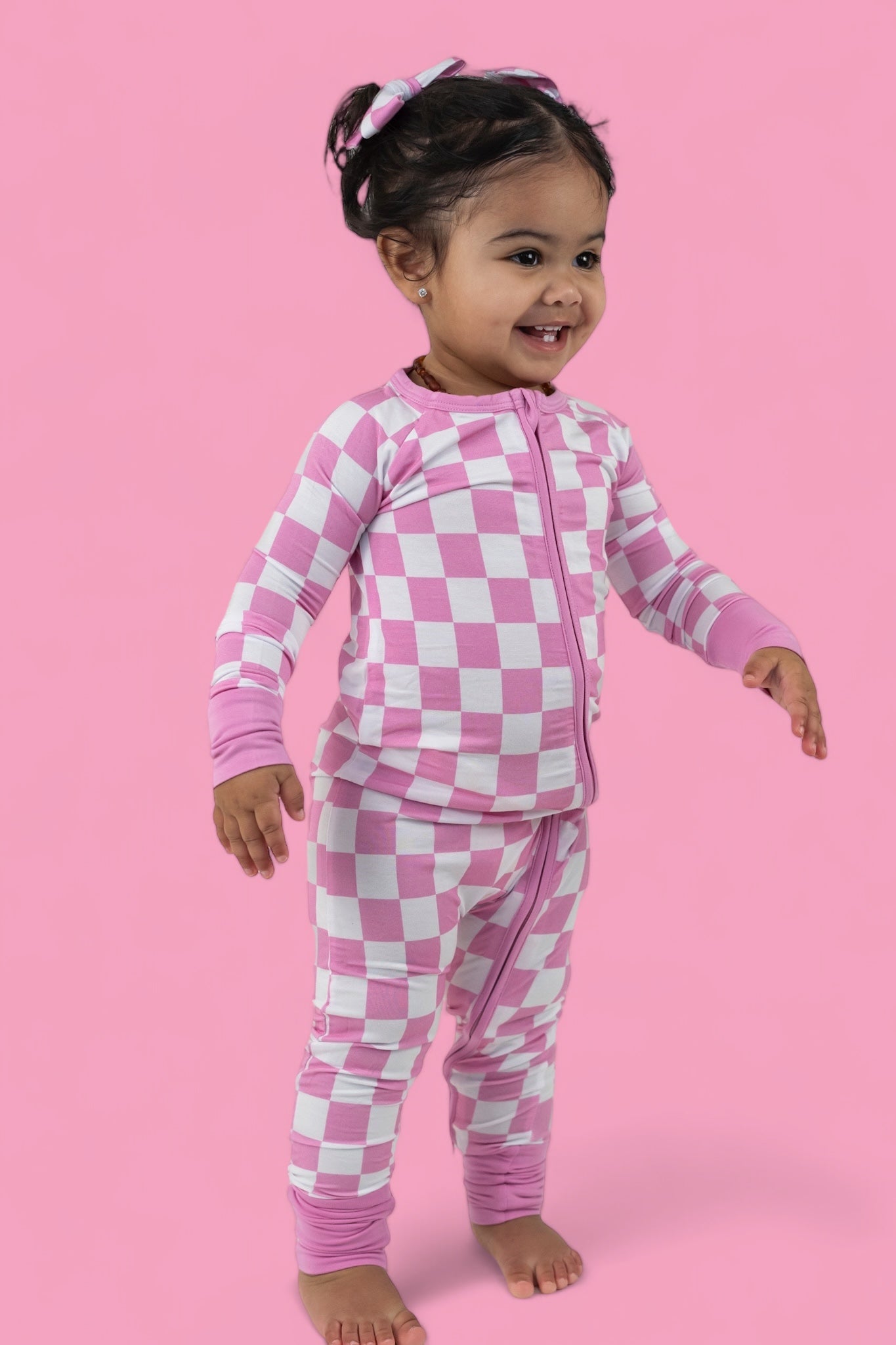 BUBBLEGUM CHECKERS DREAM ZIPPER ROMPER