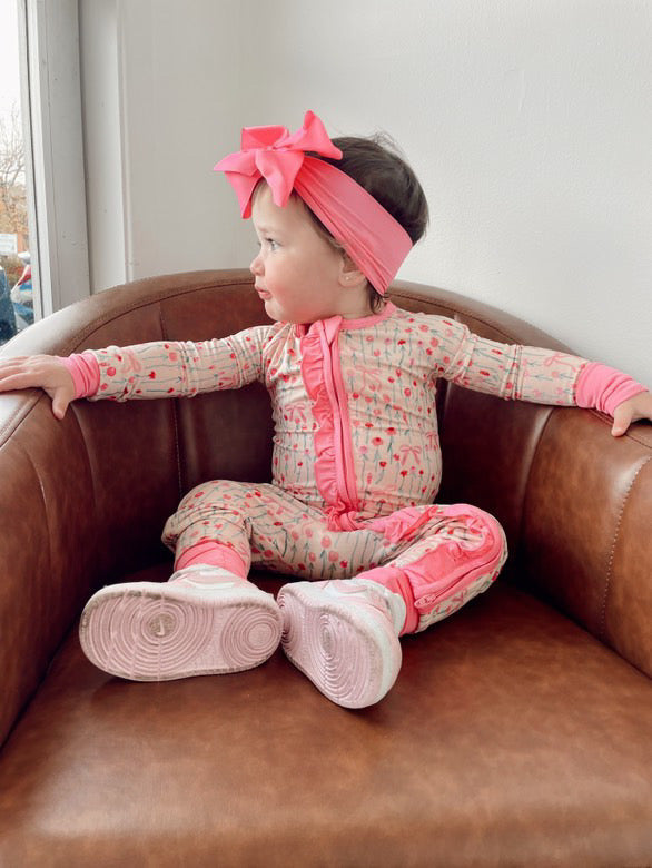 BLOOMS & BOWS DREAM FLORAL RUFFLE ZIPPER ROMPER